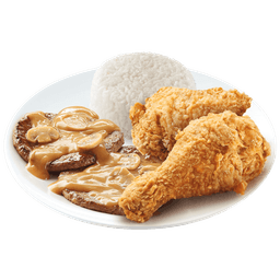 2Pc Chickenjoy W/ 2Pc Burger Steak and Side